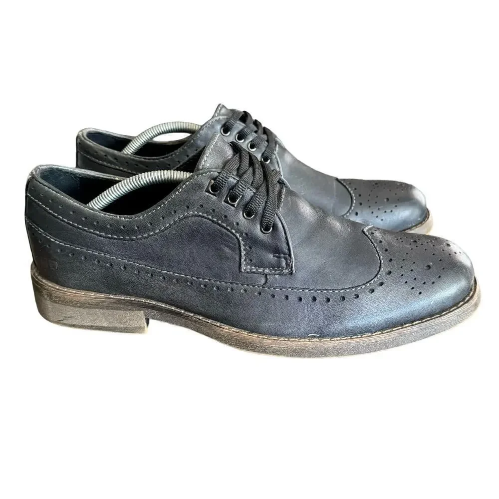 Bed Stu Beacon Mens Size 12 Black Garment Oxford Wingtip Shoes
